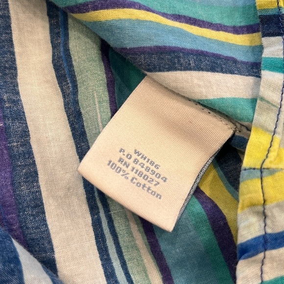 RARE Boden | Empire Waist Faux Wrap Mini Dress 100% Cotton | Blue/Yellow | Sz 4R - Picture 8 of 12